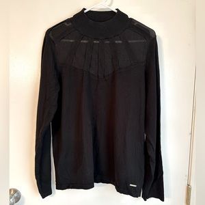 Tahari Black Retro Style Sheer Top Sweater Sz XL